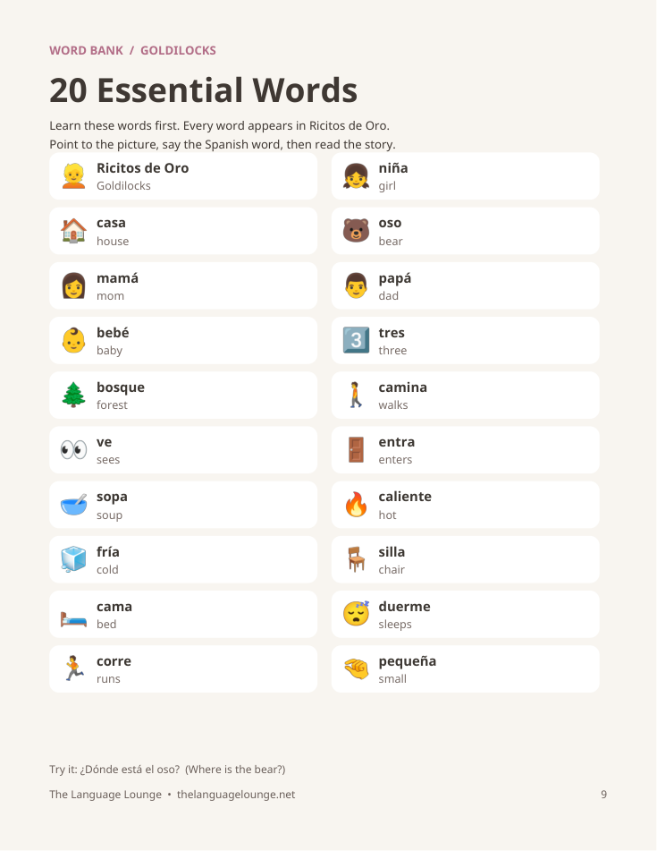 Page 9: 20 Essential Words